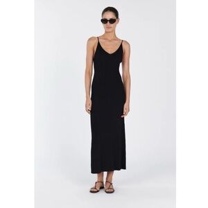 DISSH Tori Black Ribbed Knit Midi Dress Size medium